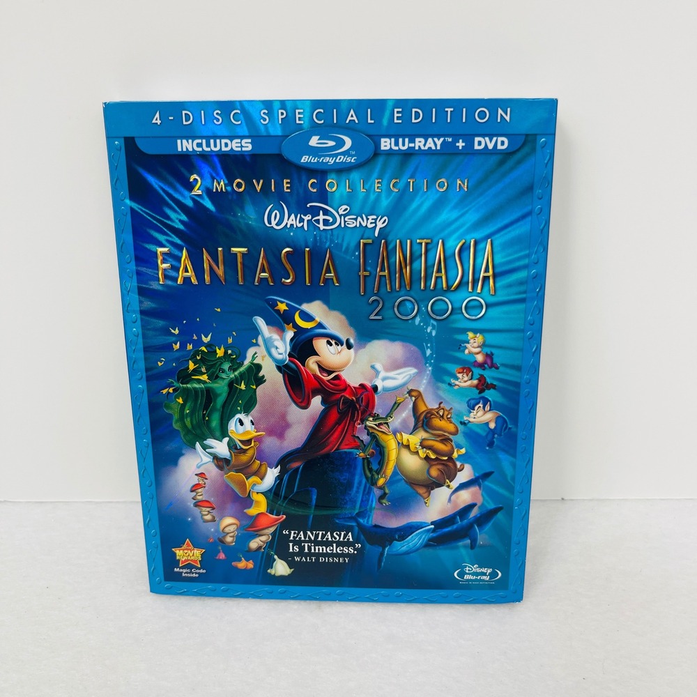 Disney Fantasia Fantasia 2000 2-Movie Collection Blu-ray DVD 4-Disc Special Ed - Picture 9 of 9